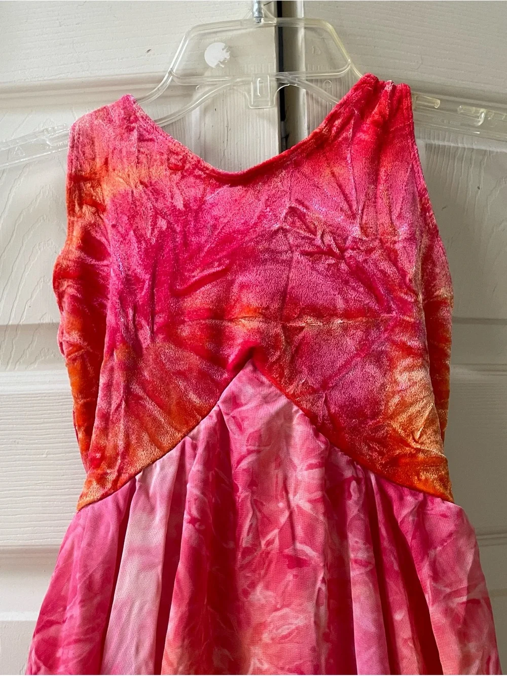 Girls Pink & Orange Tie-Dye Handkerchief Hem Dance Dress